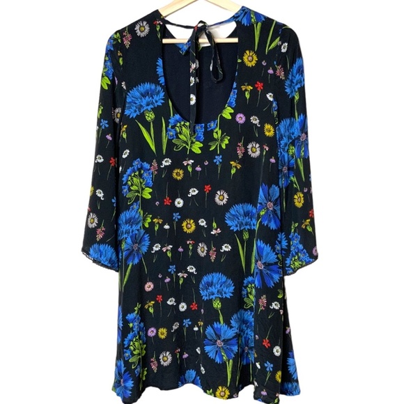ANTHROPOLOGIE MAEVE 100% Silk Fully Lined Mini Dress Flare Sleeves US Sz XS - Picture 3 of 9